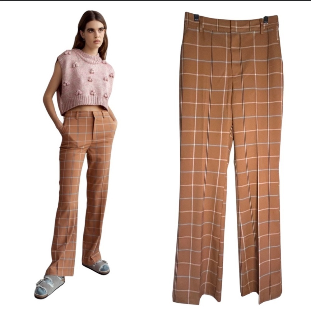 Urban Outfitters Sophie High-Waisted Flare Wide Leg Plaid Pants Size 4